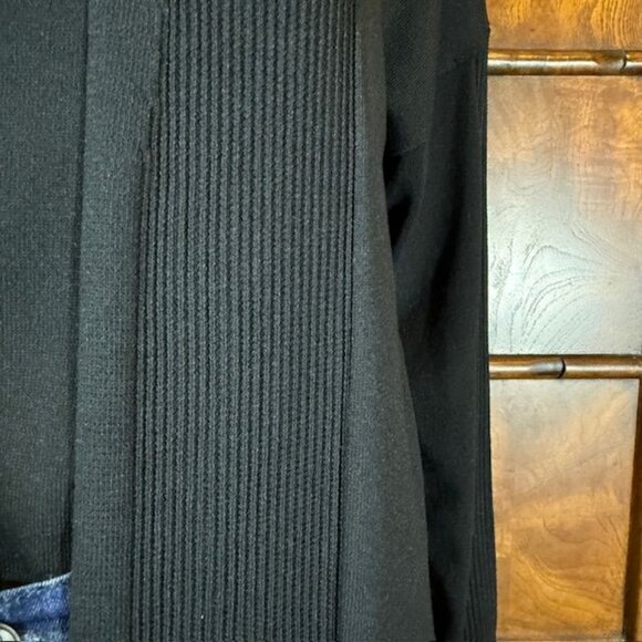 Marla Wynne Black Ribbed Inserts High Side Slits Cardigan - Picture 12 of 15